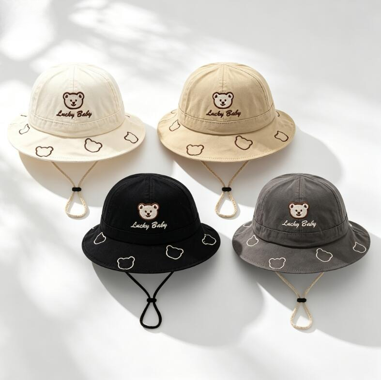 2026 Cute Cartoon Bear Baby Bu - Bucket Hat Cotton ulasan dan harga