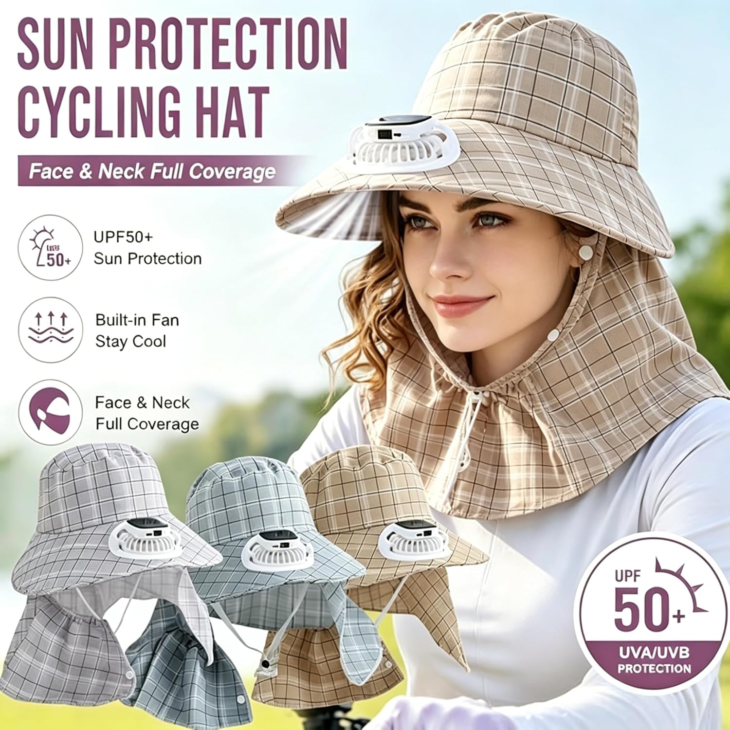1PC Solar Power Neck Guard Fan - Visor Sun Hat ulasan dan harga
