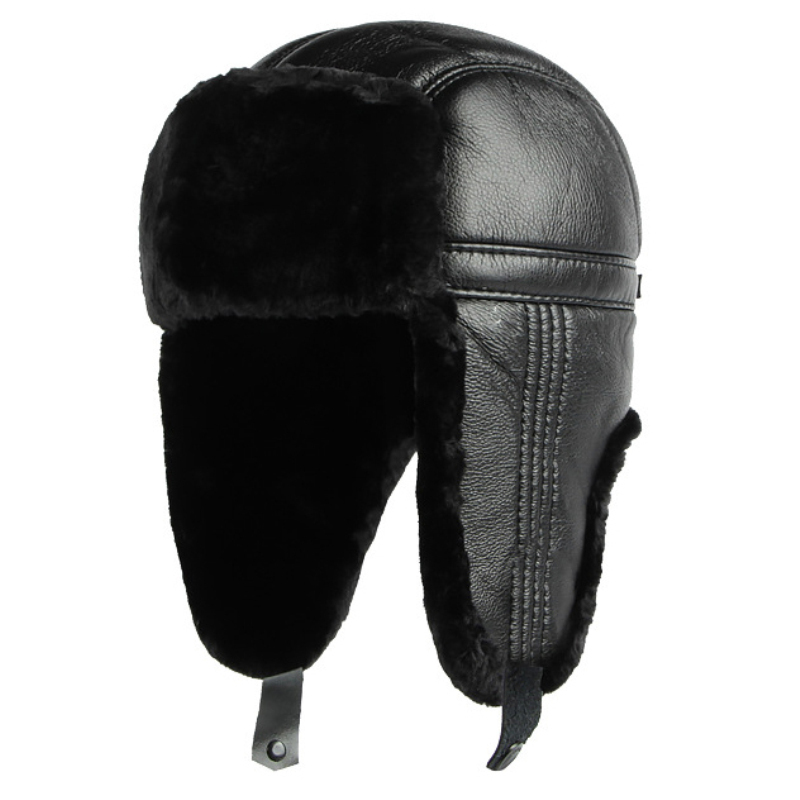 HT4002 New PU Leather Russian  - Winter Trapper Hat ulasan dan harga