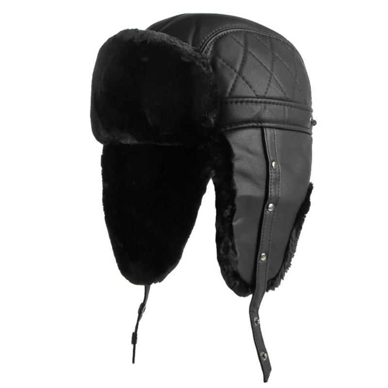 HT4002 New PU Leather Russian  - Winter Trapper Hat ulasan dan harga