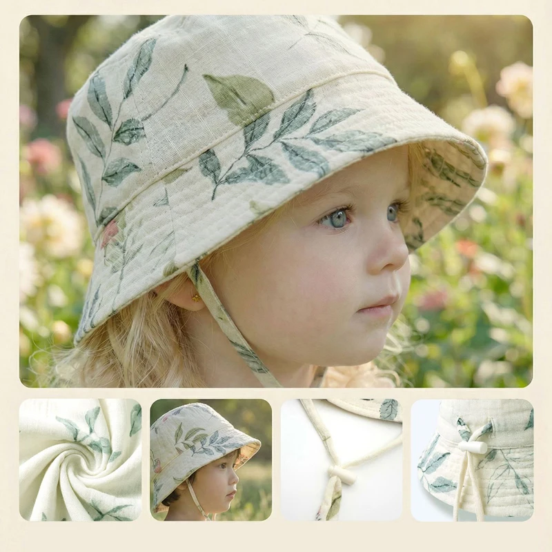 Muslin Baby Summer Hat Adjusta - Bucket Hat Cotton ulasan dan harga