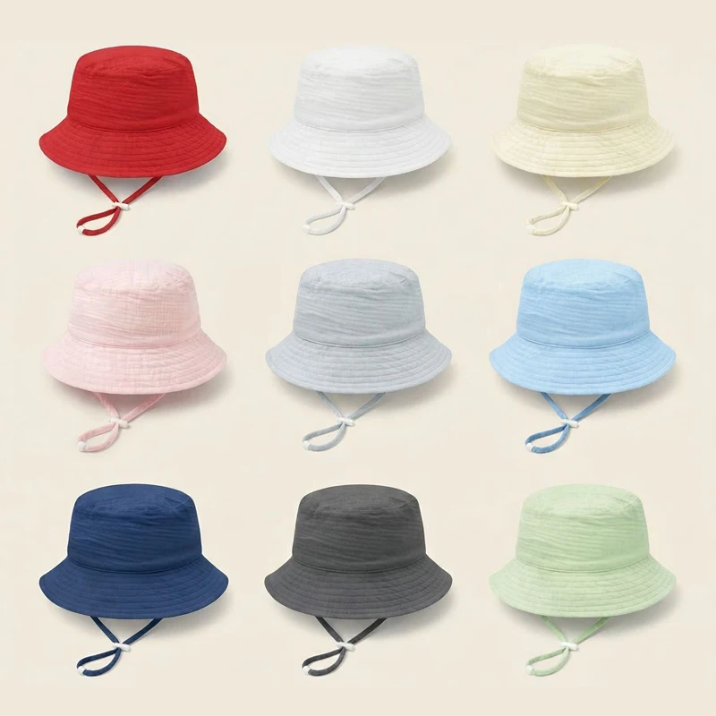 Muslin Baby Summer Hat Adjusta - Bucket Hat Cotton ulasan dan harga