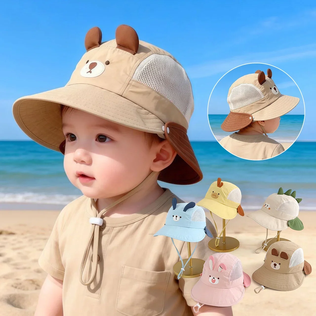 Baby Cartoon Bear Rabbit Ear S - Sun Hat Wide Brim ulasan dan harga