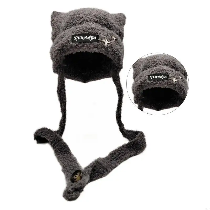 L93F Handmade Knit Ear Trapper - Winter Trapper Hat ulasan dan harga