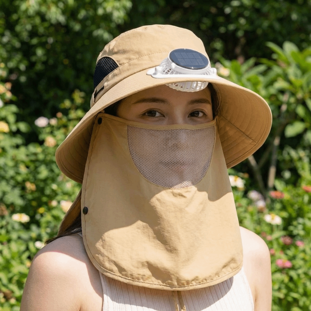 Portable Solar Rechargeable Fa - Sun Hat Wide Brim ulasan dan harga