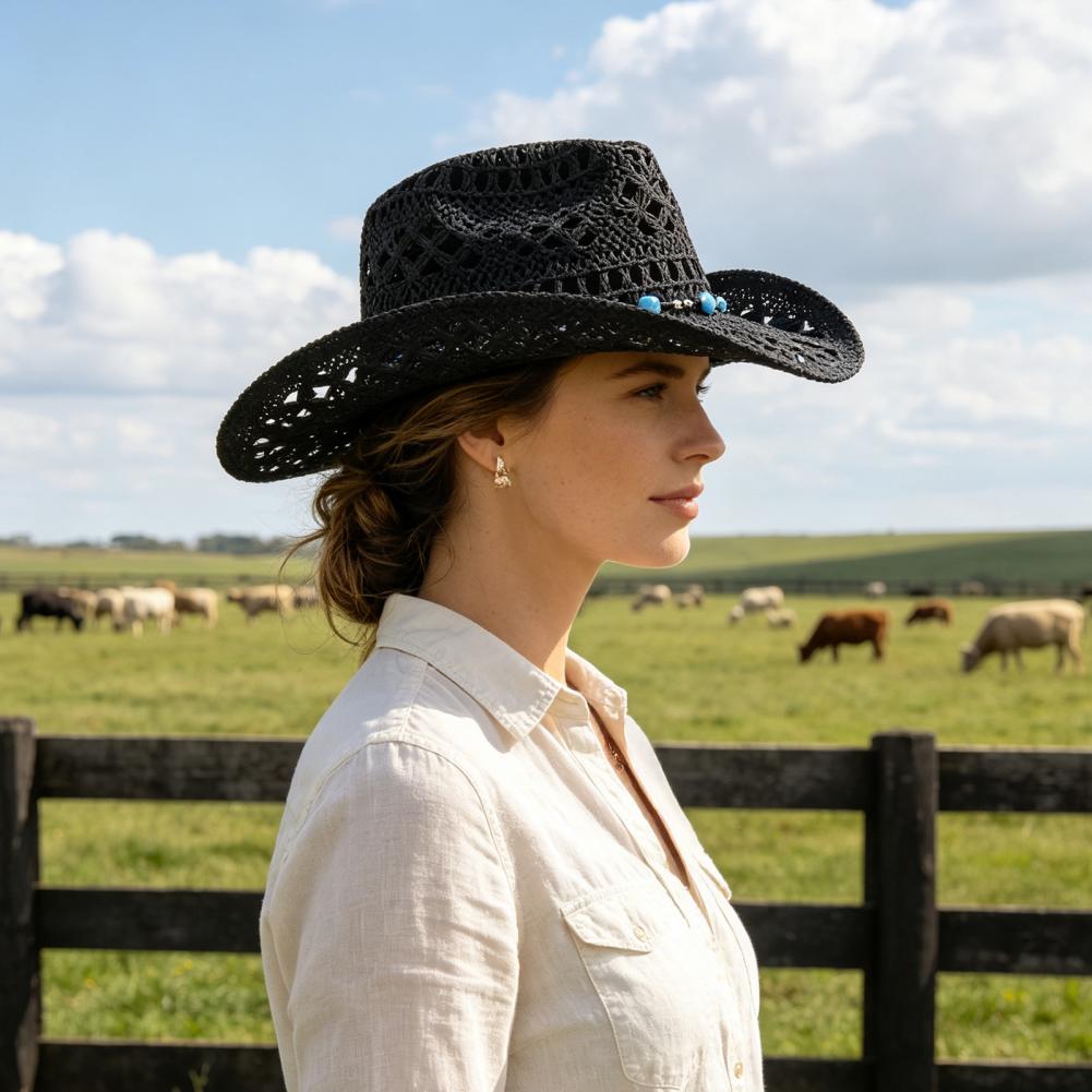 Wide Brim Cowboy Hat Comfortab - Cowboy Hat Straw ulasan dan harga