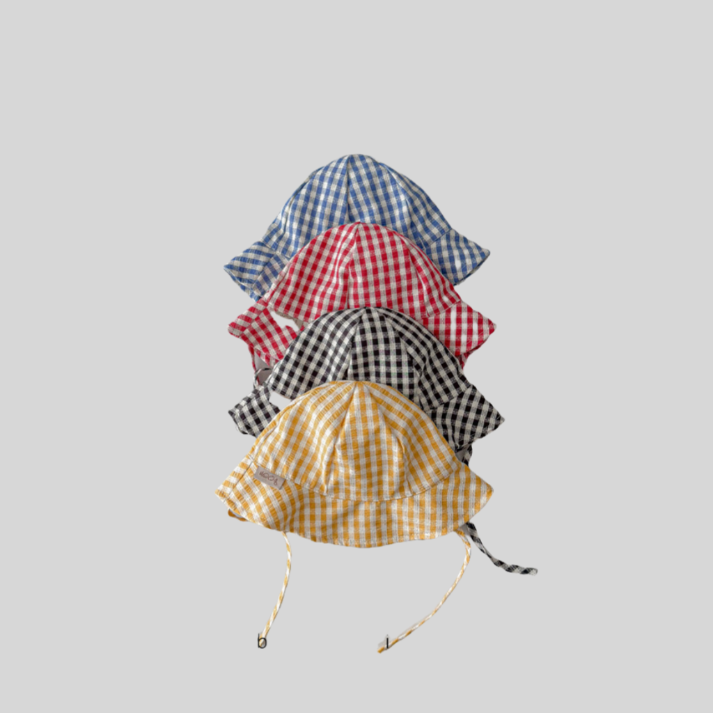 Ins Style Plaid Baby Bucket Ha - Sun Hat Wide Brim ulasan dan harga
