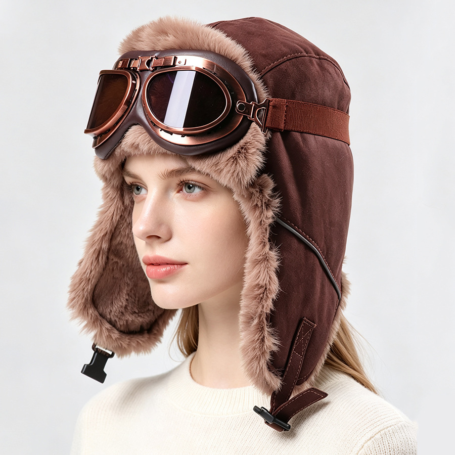 Vintage Aviator Hat with Goggl - Winter Trapper Hat ulasan dan harga