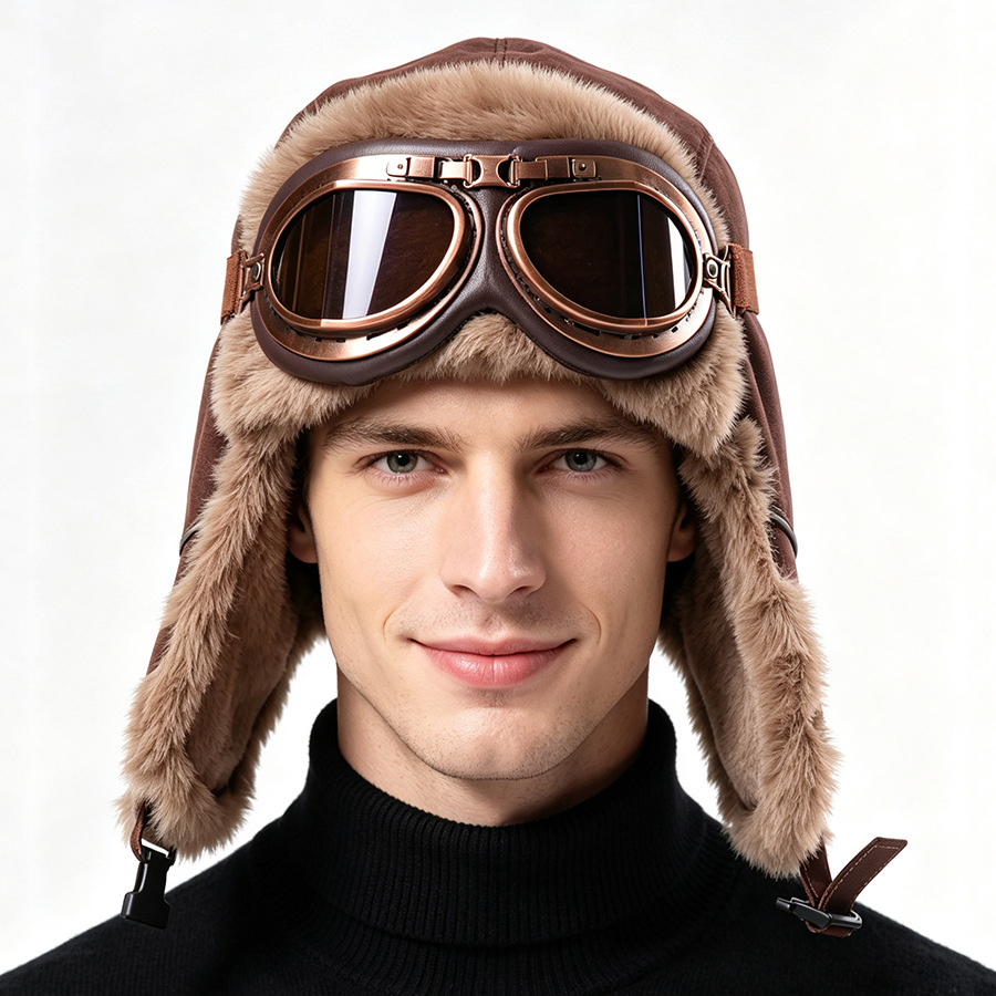 Vintage Aviator Hat with Goggl - Winter Trapper Hat ulasan dan harga
