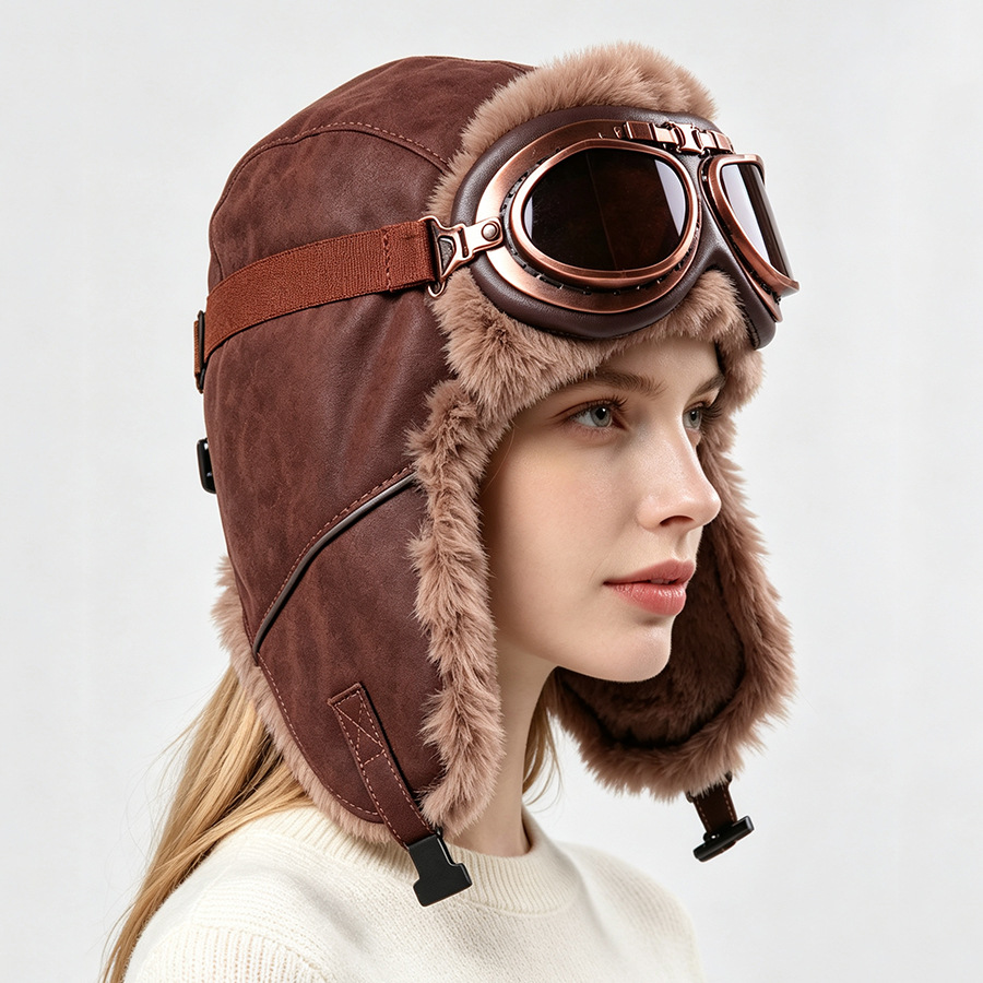 Vintage Aviator Hat with Goggl - Winter Trapper Hat ulasan dan harga